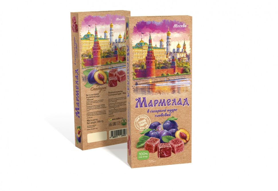  Сладарт Мармелад Сливовый МОСКВА в сахарной пудре (642), 200г   в Чите