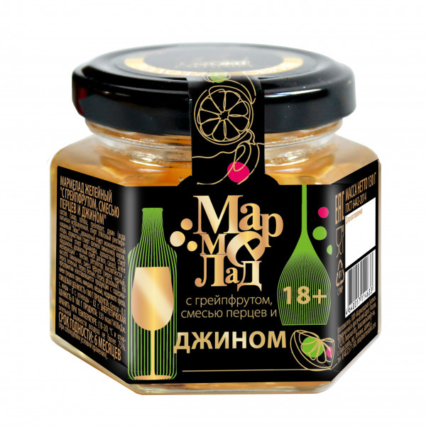 №2 Мармелад в банке "С грейпфрутом, смесью перцев и джином" 130г (18+)  в Чите