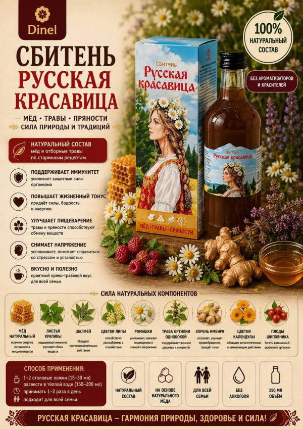 №3 Сбитень Русская красавица, 250мл в Чите