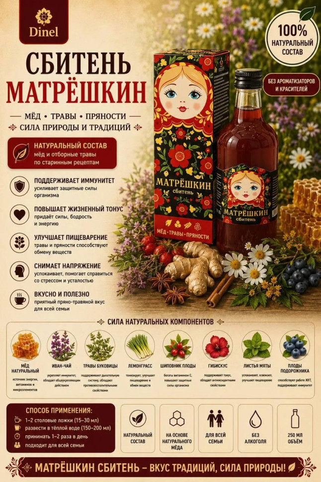  Сбитень Матрёшкин, 250мл  в Чите