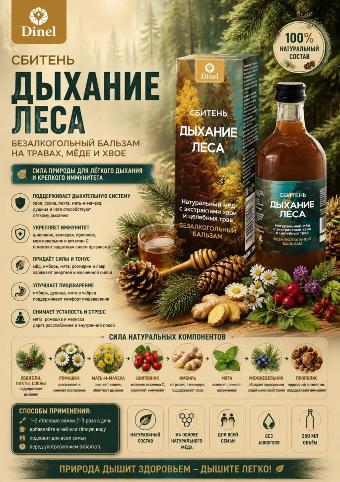  Сбитень Дыхание леса, 250мл  в Чите